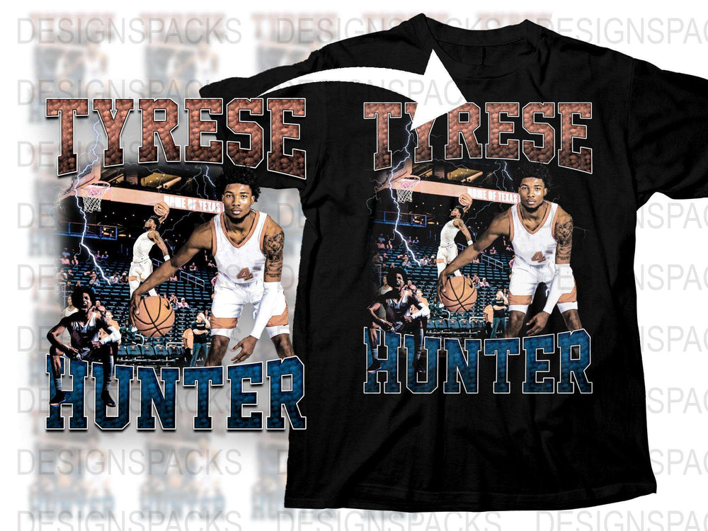 Tyrese Hunter Basketball T-Shirt, Sports Fan Graphic Tee, Athletic Apparel, Casual Streetwear, Trendy Full Print Shirt