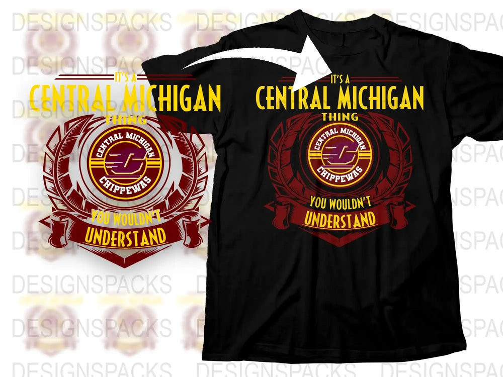 Central Michigan University T-Shirt, College Logo Apparel, Unisex Black Tee, Gift for Students
