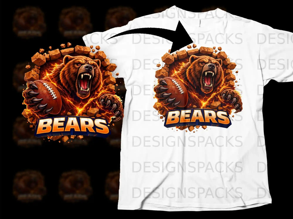 Bears Football Roaring Bear Graphic T-Shirt Product
