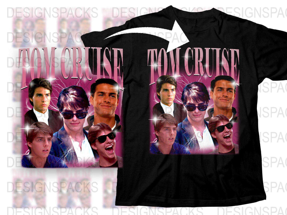 Vintage Tom Cruise Montage T-Shirt, Retro 90s Actor Graphic Tee, Pop Culture Fashion, Unisex Film Star Top
