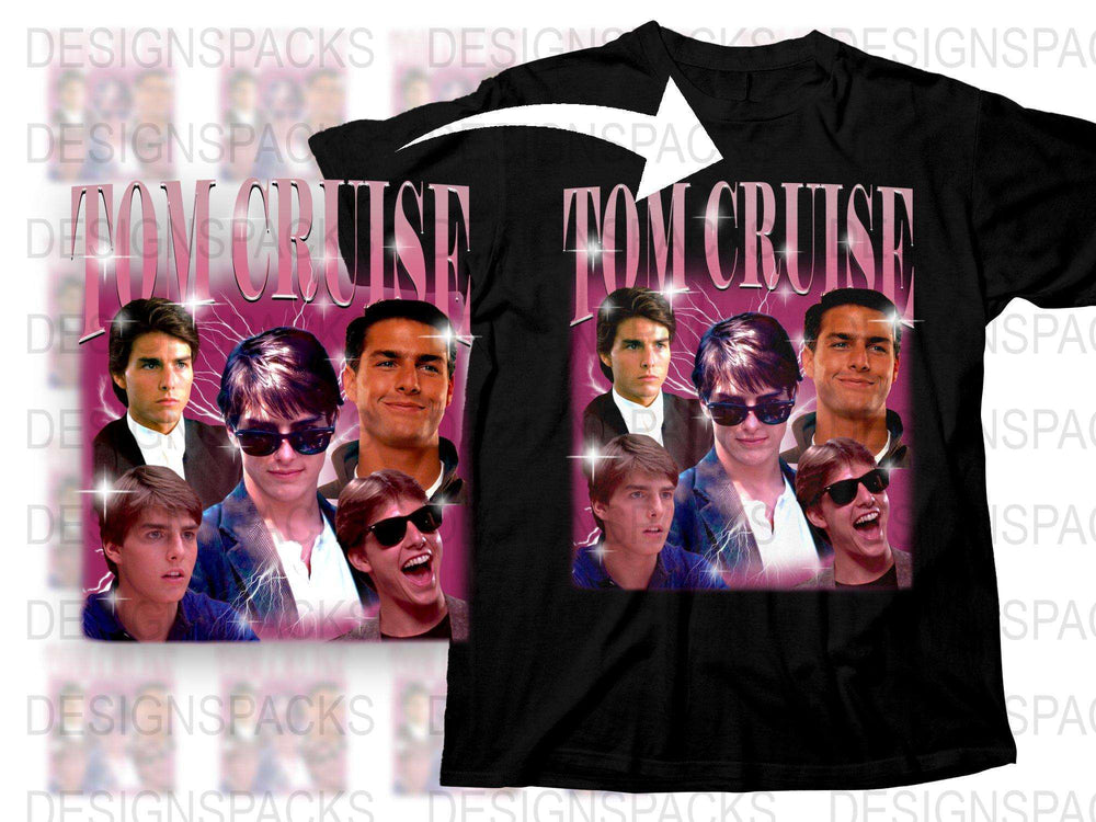 Vintage Tom Cruise Montage T-Shirt, Retro 90s Actor Graphic Tee, Pop Culture Fashion, Unisex Film Star Top