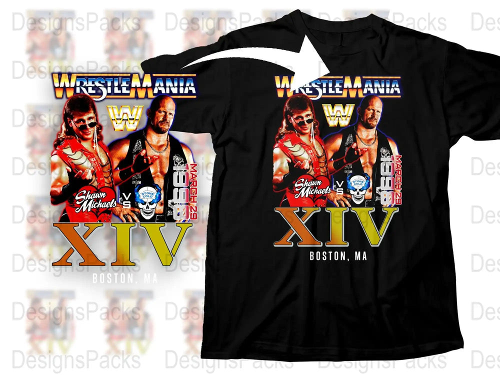 Vintage Wrestling T-Shirt, Shawn Michaels, WrestleMania XIV Boston, Collectible Wrestling Merch, Fan Gift Idea