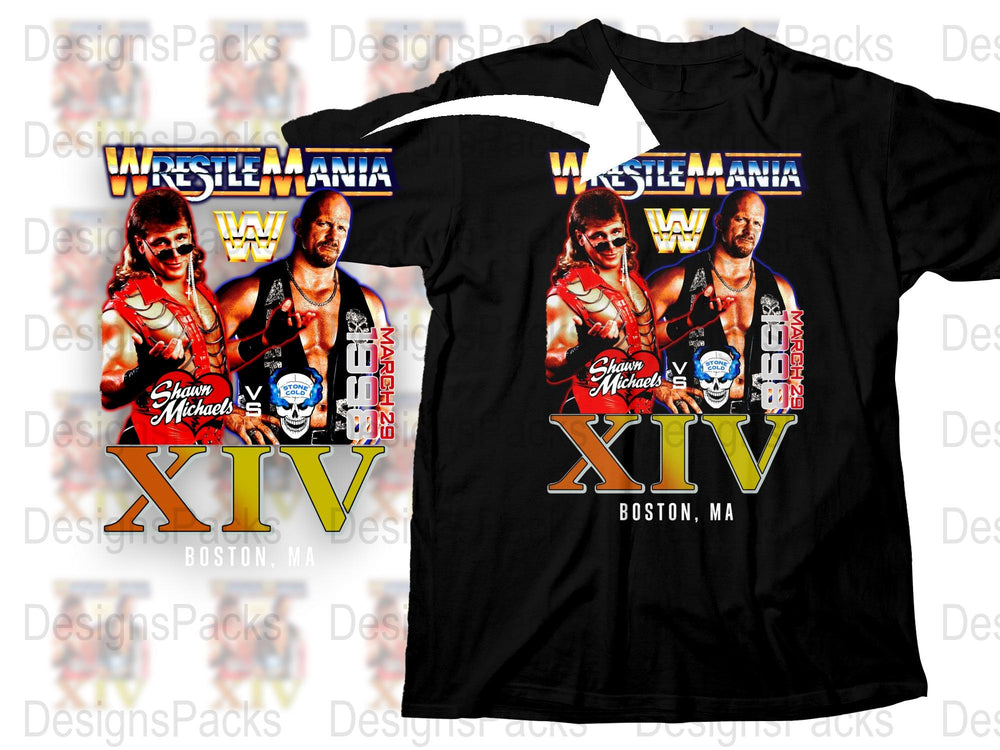 Vintage Wrestling T-Shirt, Shawn Michaels, WrestleMania XIV Boston, Collectible Wrestling Merch, Fan Gift Idea