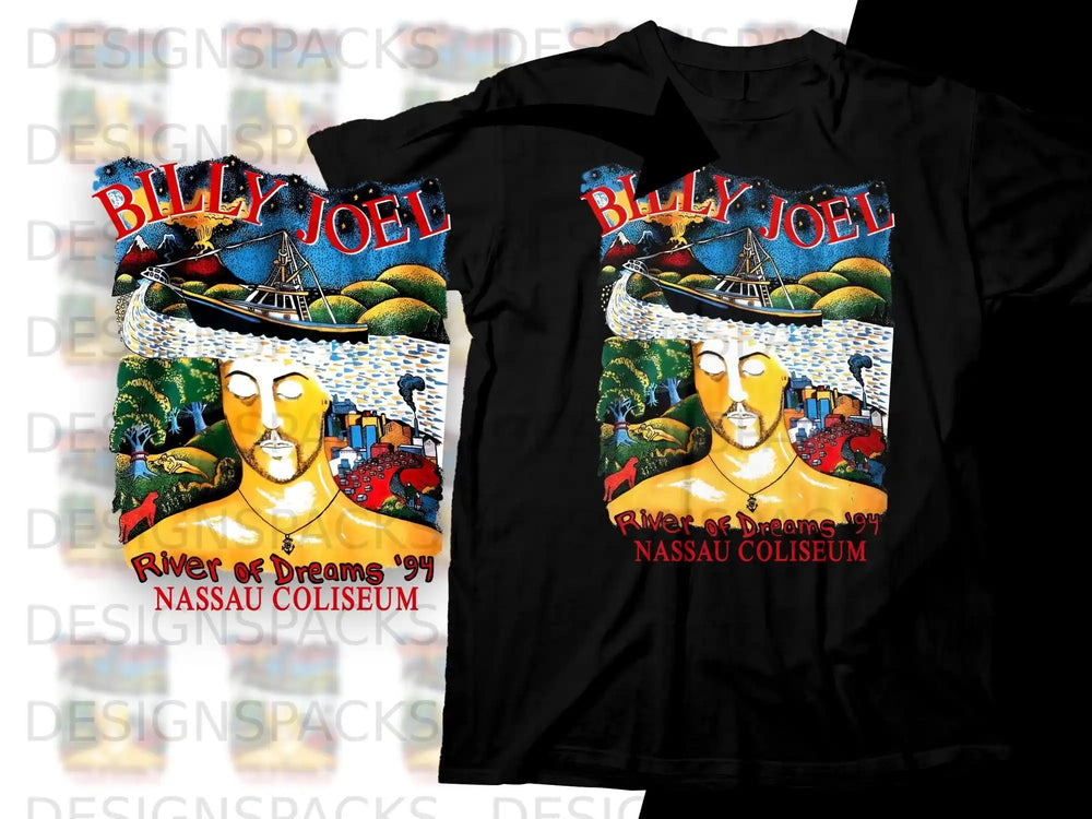 Billy Joel "River of Dreams '94" Nassau Coliseum t-shirt graphic.