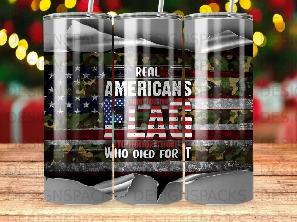 Real Americans stand for the flag, honoring those who died for it.