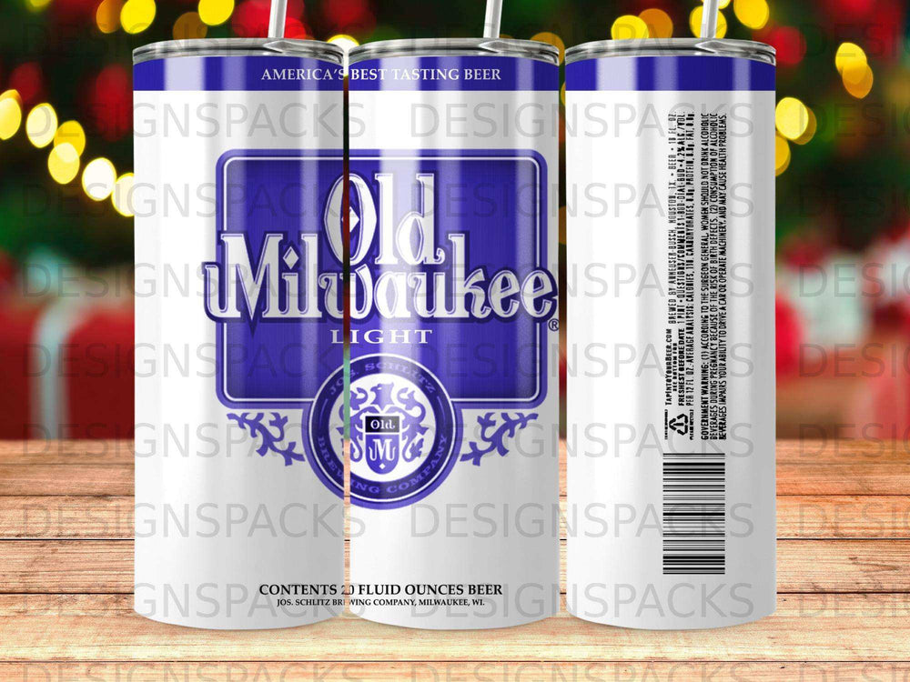 Old Milwaukee Light beer can with brand logos and product information.