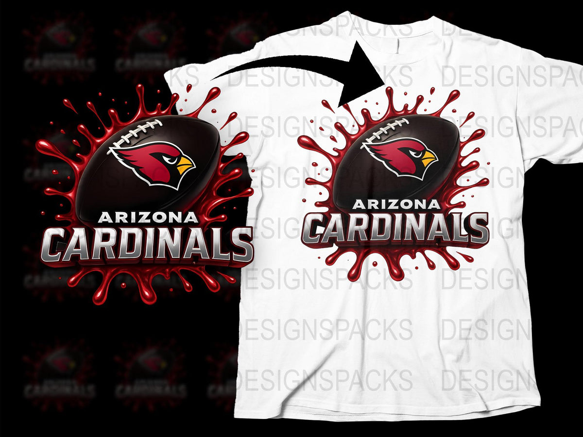 Arizona Cardinals Splatter Design T-Shirt, NFL Team Logo Graphic Tee, Football Fan Apparel, Unisex Sports Clothing