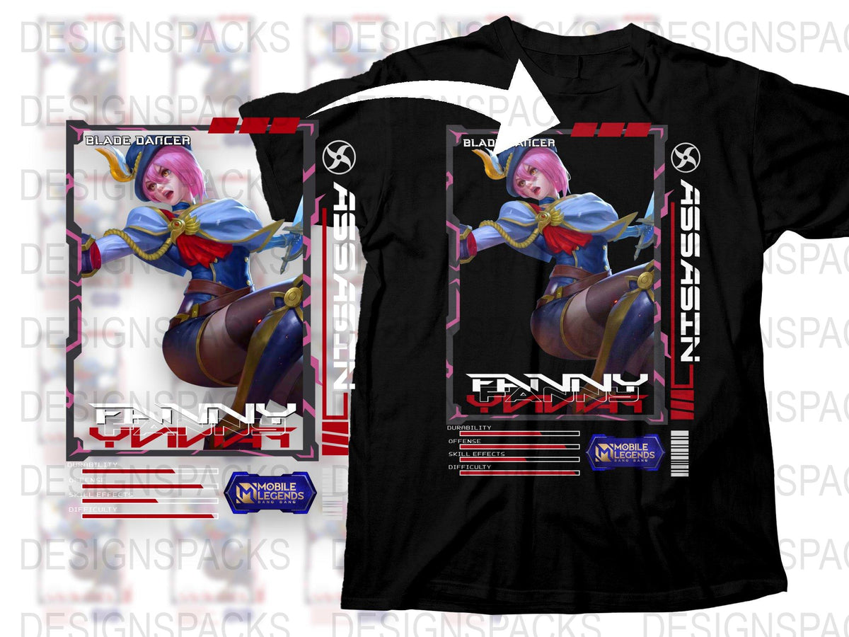 Anime Style Graphic T-Shirt, Mobile Legends Game Inspired, Fan Art Tee, Bold Colors, Unique Gamer Apparel