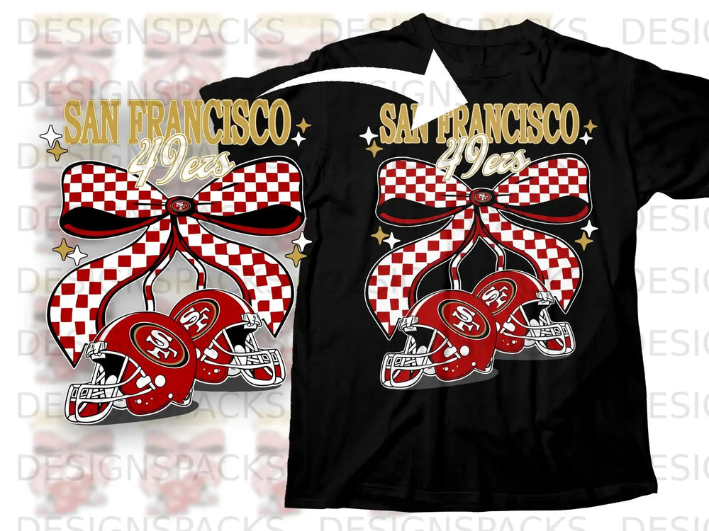 San Francisco 49ers Checker Bow 49ers Helmets Shirt