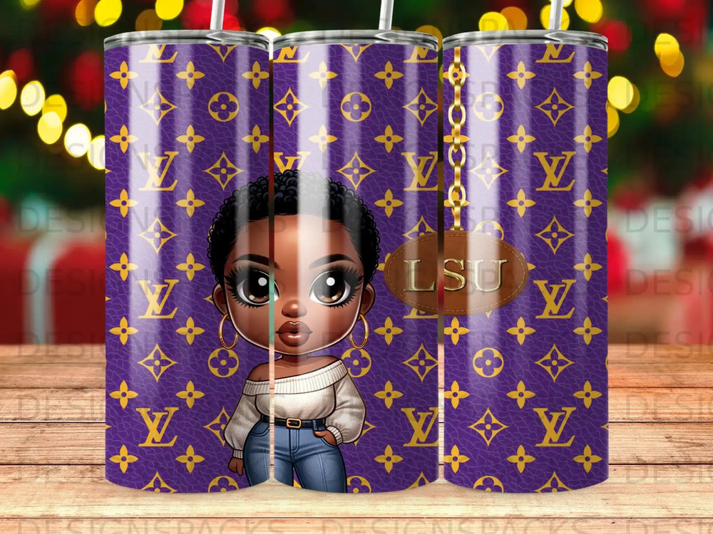 Purple Monogram Girl LSU Gold Chain Tumbler product type