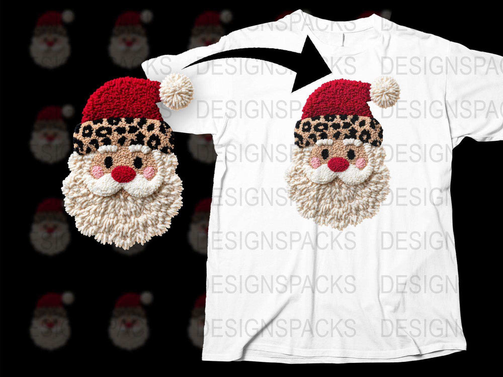 Christmas Santa Leopard Print T-Shirt, Festive Holiday Tee with Unique Cheetah Santa Design, Unisex Adults and Kids Sizes