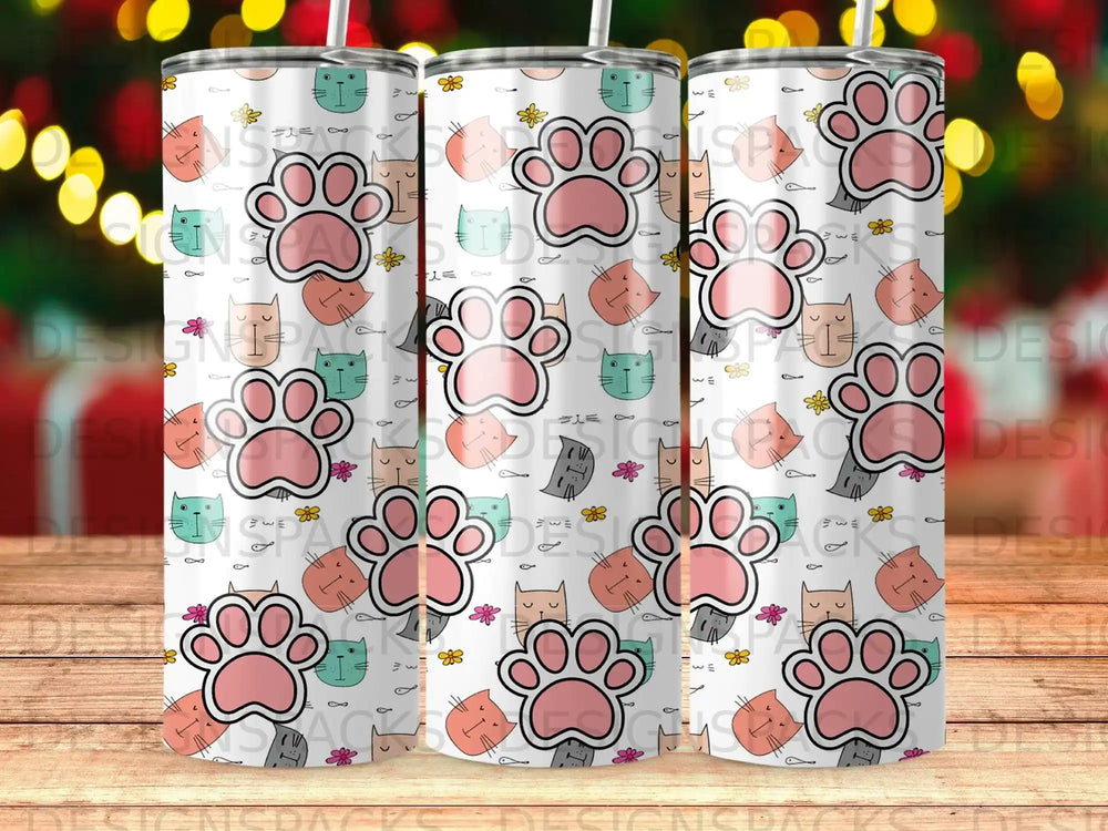 Cute Cats Pink Paw Prints Repeating Pattern product type