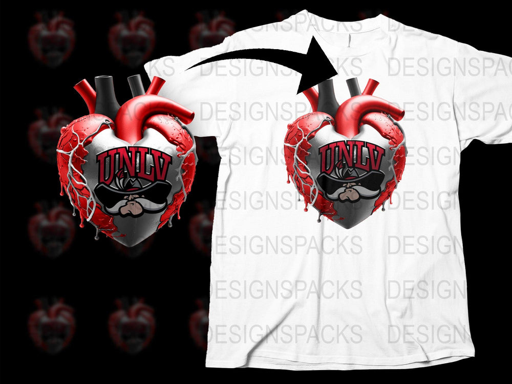 UNLV Heart Logo Graphic T-Shirt, Red and Black College Team Apparel, Sports Fan Gift Idea