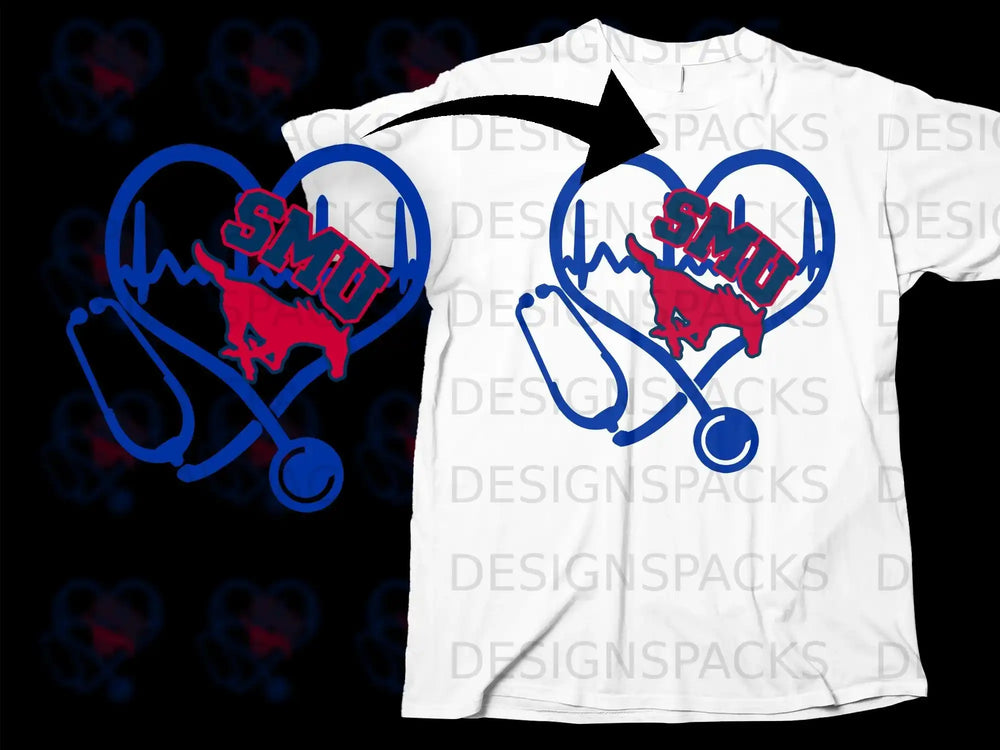 SMU Nurse Heartbeat Stethoscope T-Shirt Perfect Gift Idea