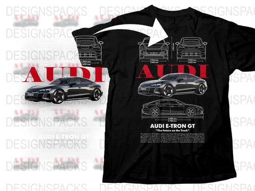 Audi E-Tron GT T-Shirt, Electric Sports Car Graphic Tee, Black Cotton Shirt for Car Enthusiasts, Automotive Apparel.