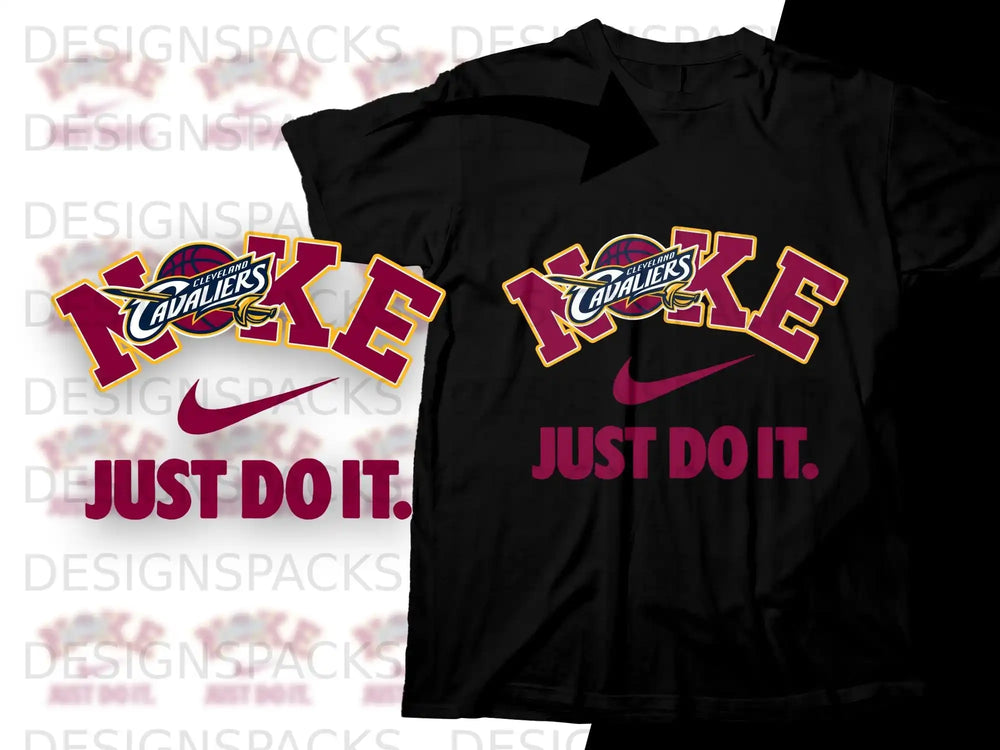 Cleveland Cavaliers basketball team t-shirt with "JUST DO IT." slogan.