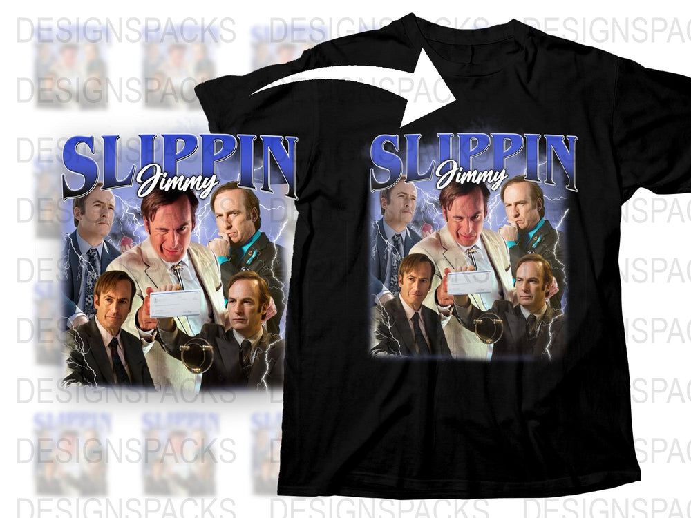 Slippin Jimmy Graphic T-Shirt, Saul Goodman Montage, Black Cotton Tee, Men's and Women's Sizes Available