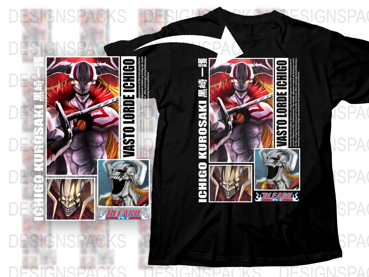 Bleach Anime T-Shirt, Vasto Lorde Ichigo Design, Men's Graphic Tee, Manga Inspired Apparel