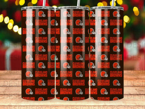 Cleveland Browns logo repeating pattern on a tumbler