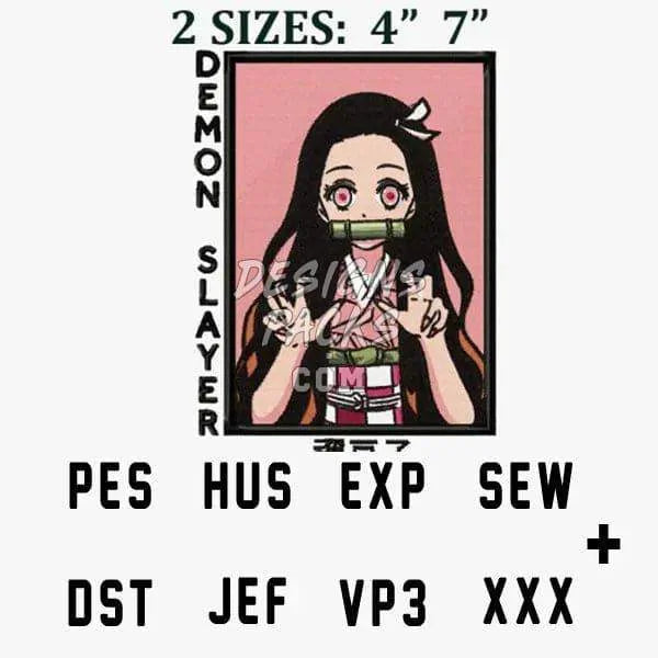 Nezuko kamado Anime Embroidery Design