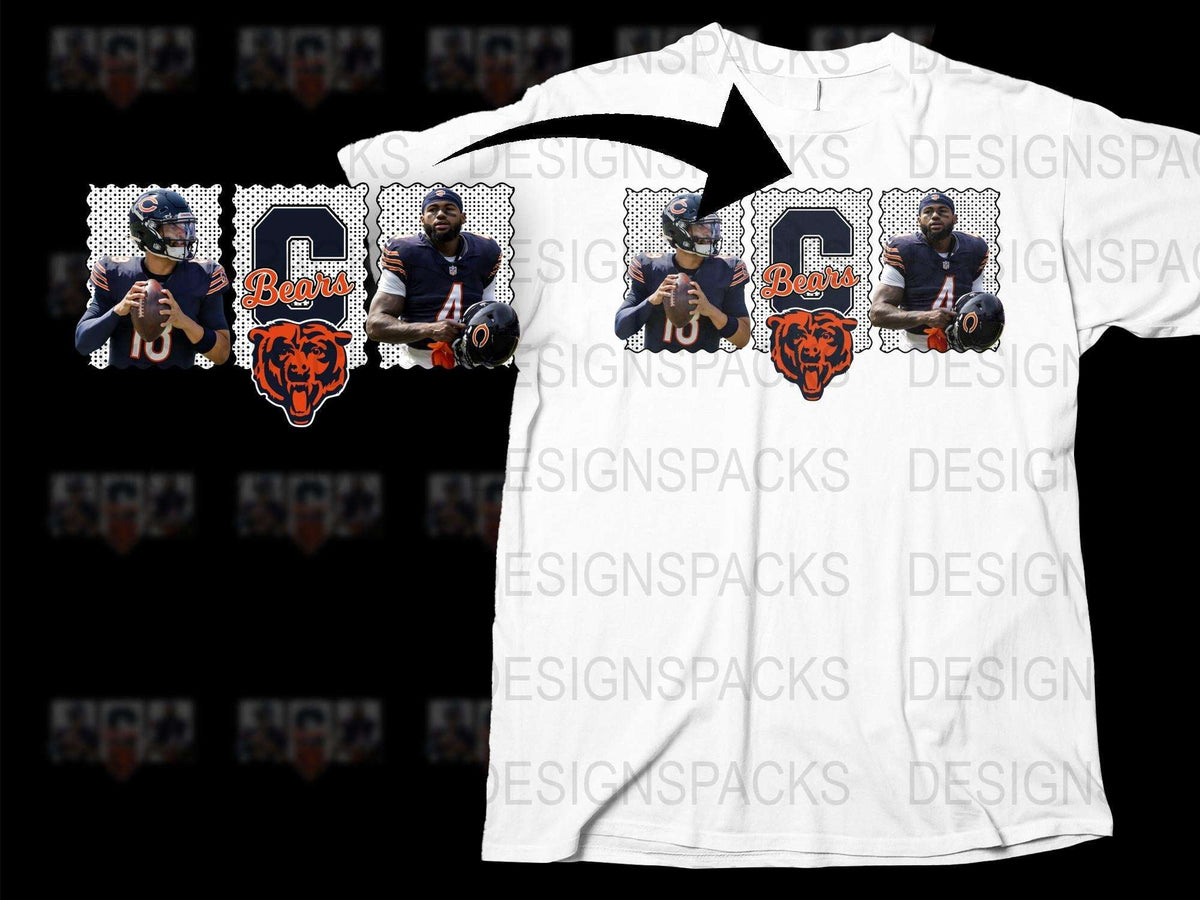 Chicago Bears Inspired Graphic Tee, Football Player Design, Casual Sports T-Shirt, Fan Apparel