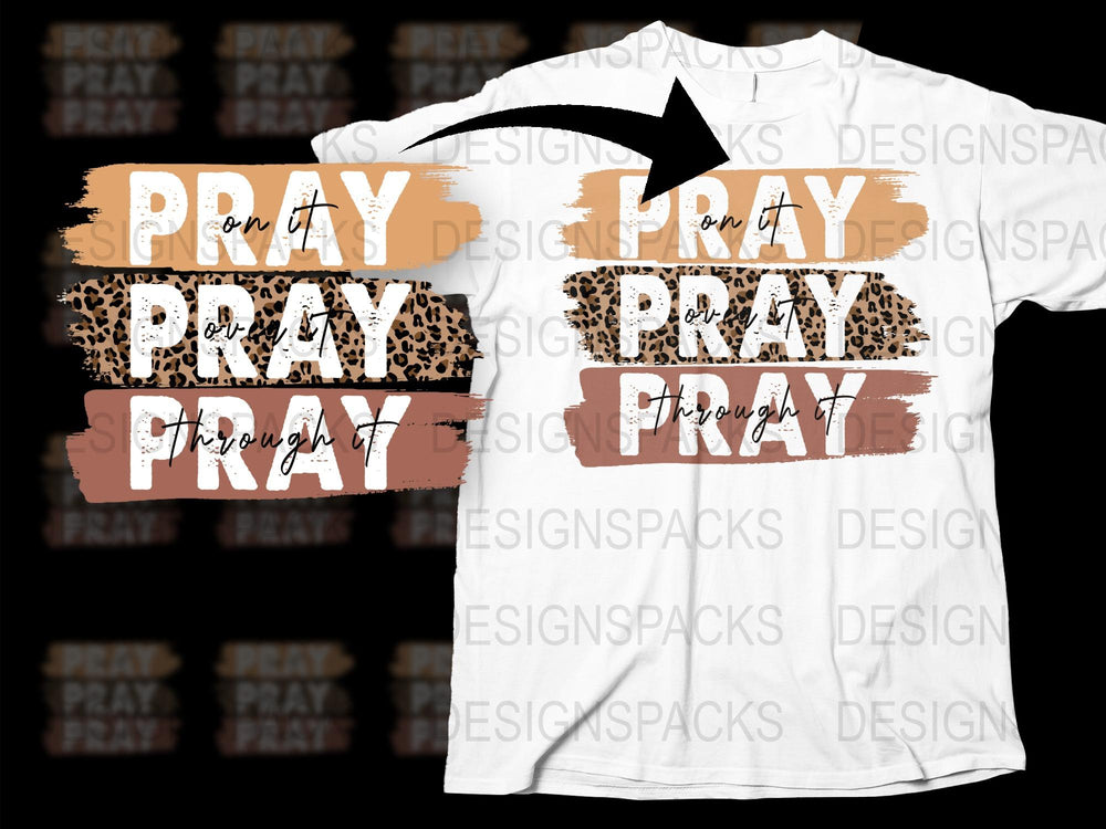 Christian T-Shirt Pray Graphic Tee Leopard Print Faith-Based Casual Apparel Unisex Stylish Top