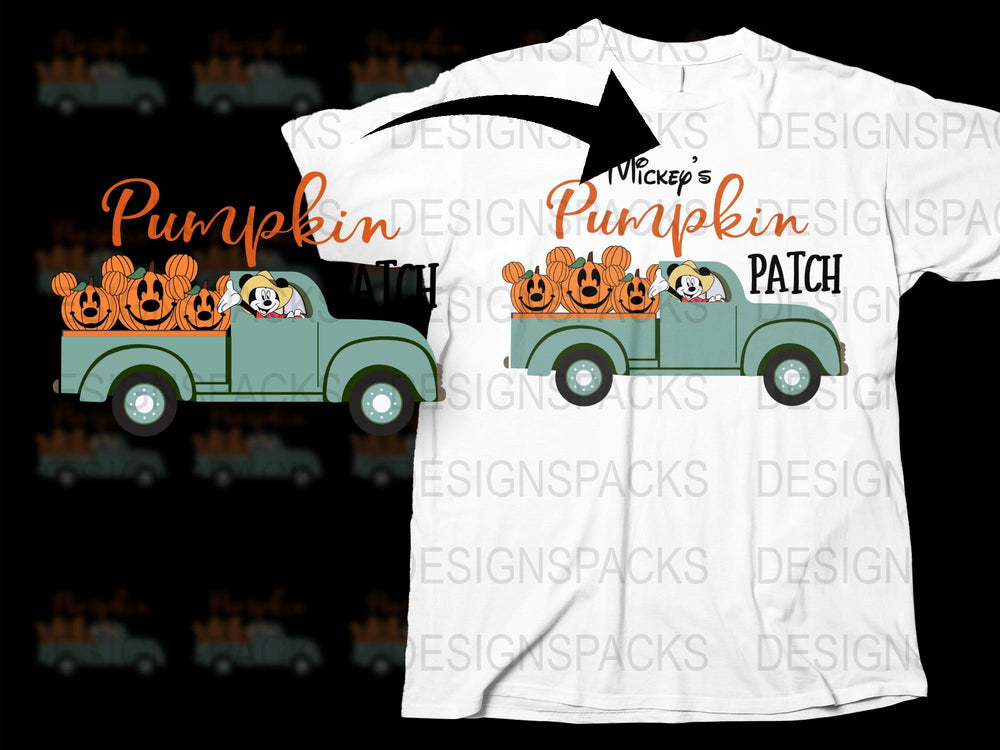 Halloween Pumpkin Truck T-Shirt, Cute Fall Season Tee, Family Autumn Apparel, Graphic Shirt for Kids and Adults