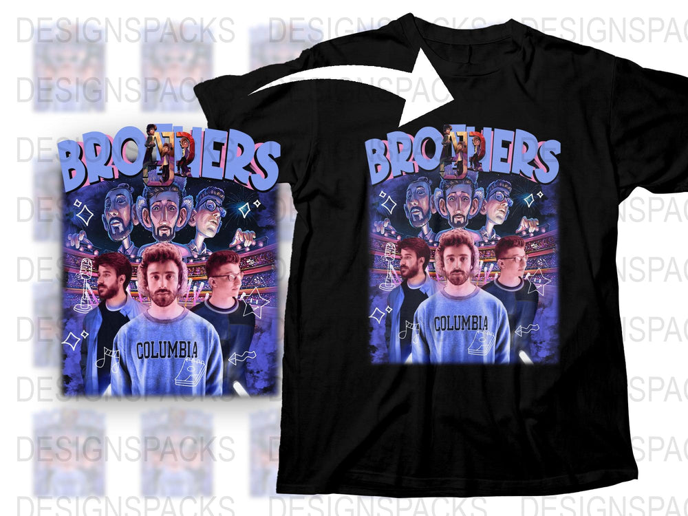 Graphic Brothers T-Shirt, Unique Colorful Pop Art Style, Men's Fashion Tee, Casual Streetwear