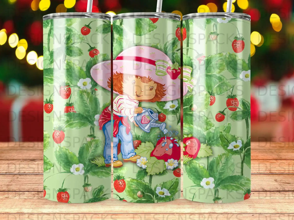 Strawberry Character Green Field Watering Design product type