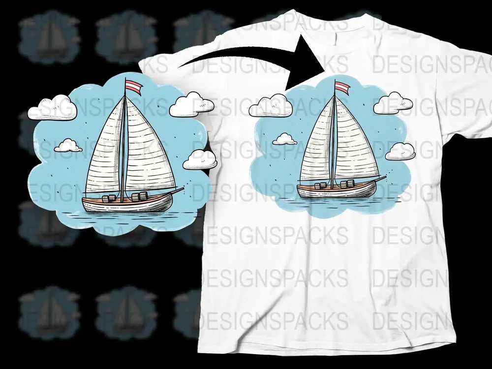 Nautical Sailboat Graphic T-Shirt, Ocean Theme Sailing Art, Casual Summer Wear, Beach Style Unisex Clothing