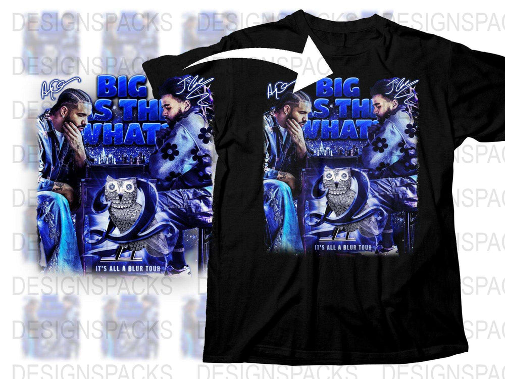 Drake Nelly Furtado Big Hoops Concert T-Shirt, Owl Graphic, It's All a Blur Tour Merch, Unisex Black Tee