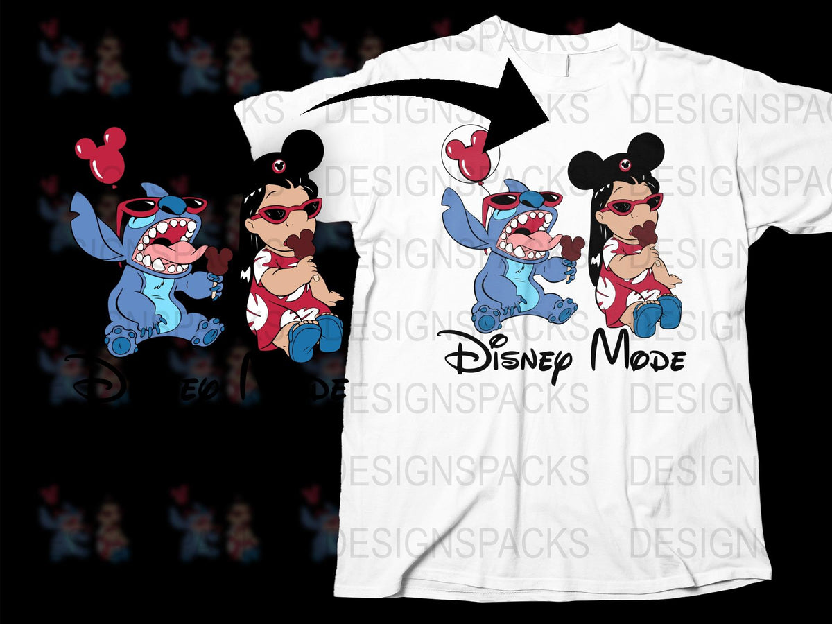 Disney Mode Stitch and Mickey Inspired Graphic T-Shirt, Unisex Cartoon Character Tee, Fun Pop Culture Apparel