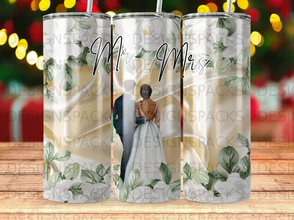 Mr and Mrs Wedding White Floral Couple product type