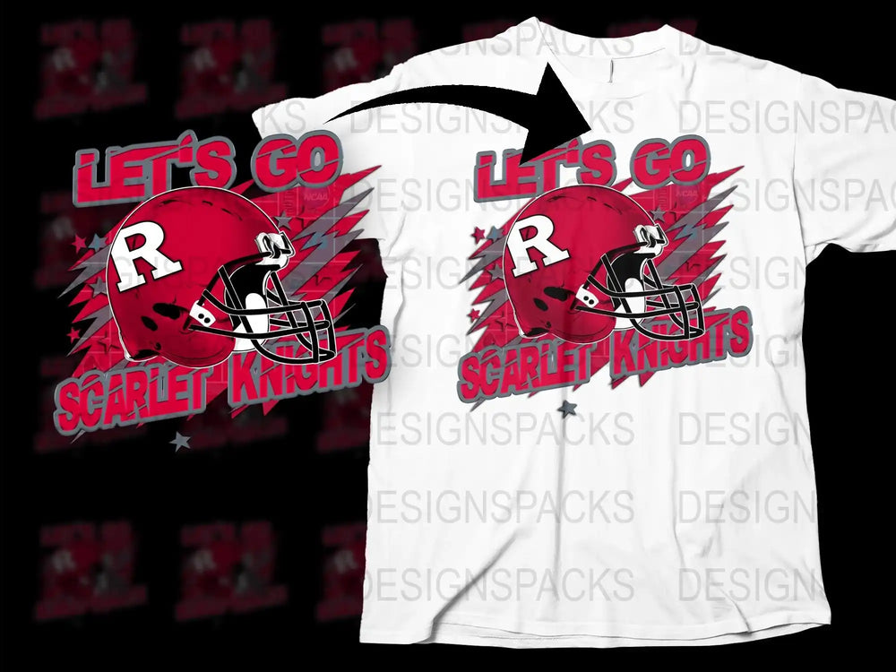 Rutgers Scarlet Knights Football Helmet Graphic T-Shirt, College Sports Fan Apparel, Red and White