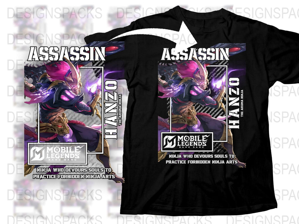 Mobile Legends Assassin Ninja T-Shirt, Purple Cyberpunk Graphic Tee, Gamer Clothing, Forbidden Ninja Arts Shirt