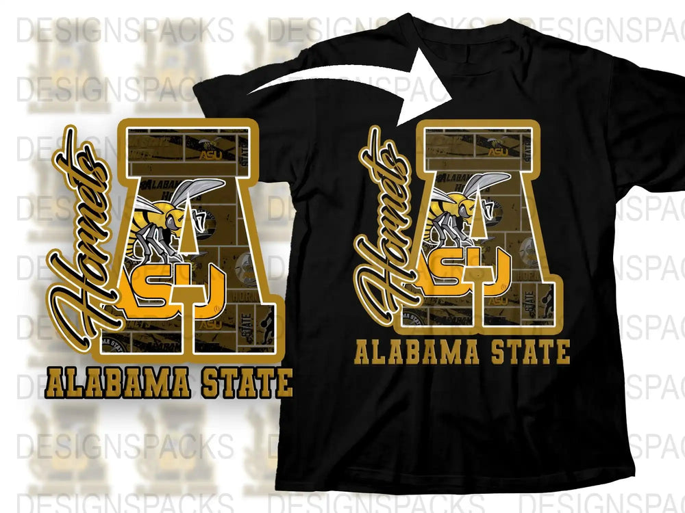 Alabama State Hornets T-Shirt, Yellow Black Graphic Tee, College Football Apparel, Sports Fan Gift
