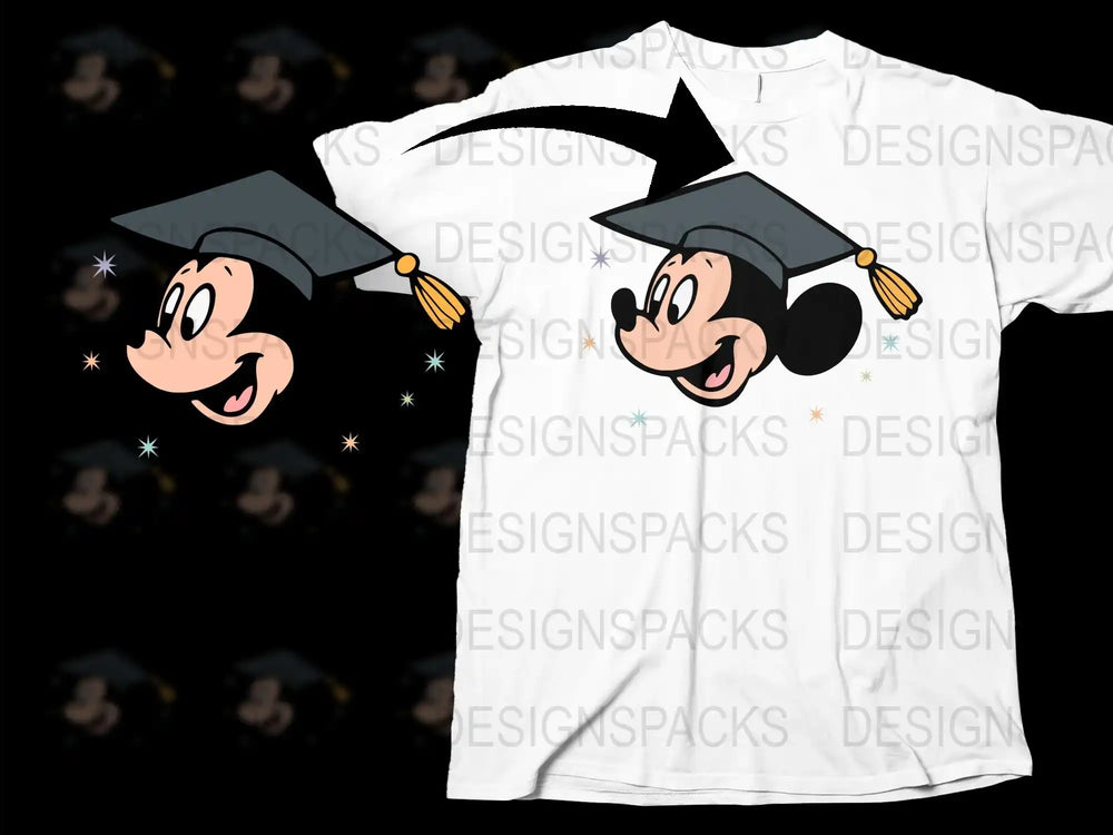 Graduation Mickey Mouse T-Shirt, Classic Cartoon Character Graphic Tee, Disney Inspired Apparel for Graduates