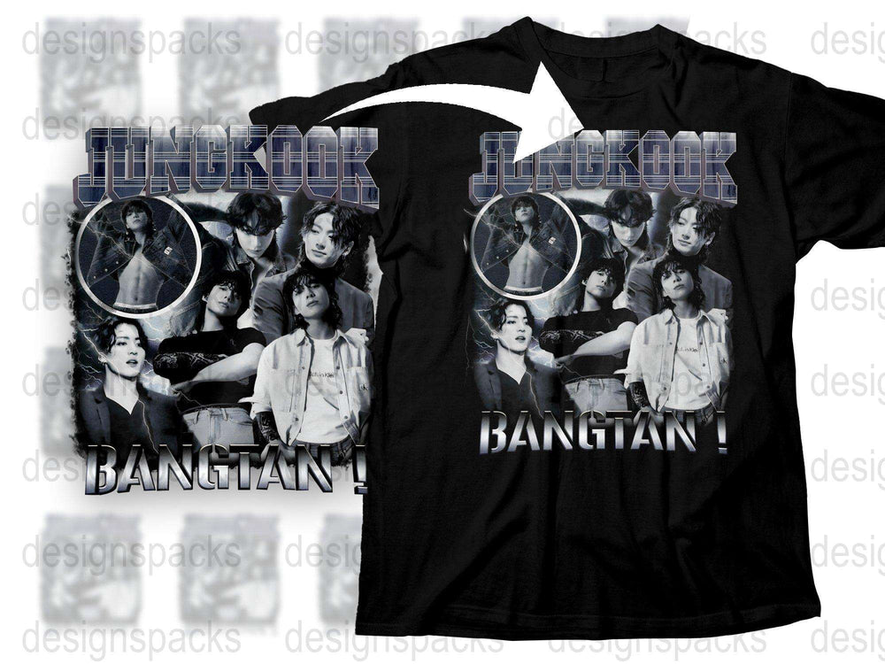 Vintage Bangtan Rock Band T-Shirt, Classic Music Tee, Retro Style Concert Merchandise, Unisex Black Shirt