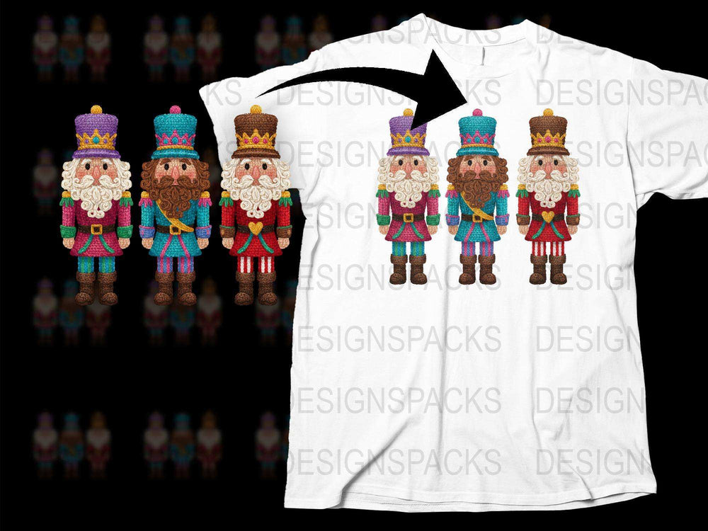 Colorful Nutcracker Print T-Shirt, Festive Holiday Graphic Tee, Unique Christmas Casual Wear