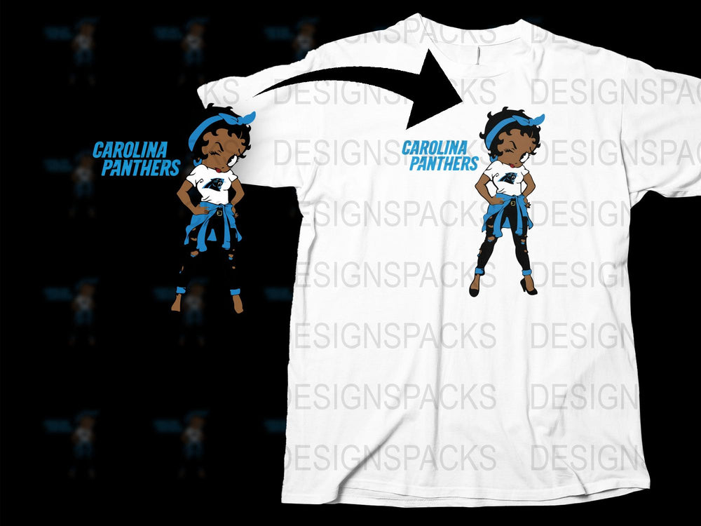 Carolina Panthers Fan Art T-Shirt, Unique Anime Style Character Design, Trendy Sports Tee