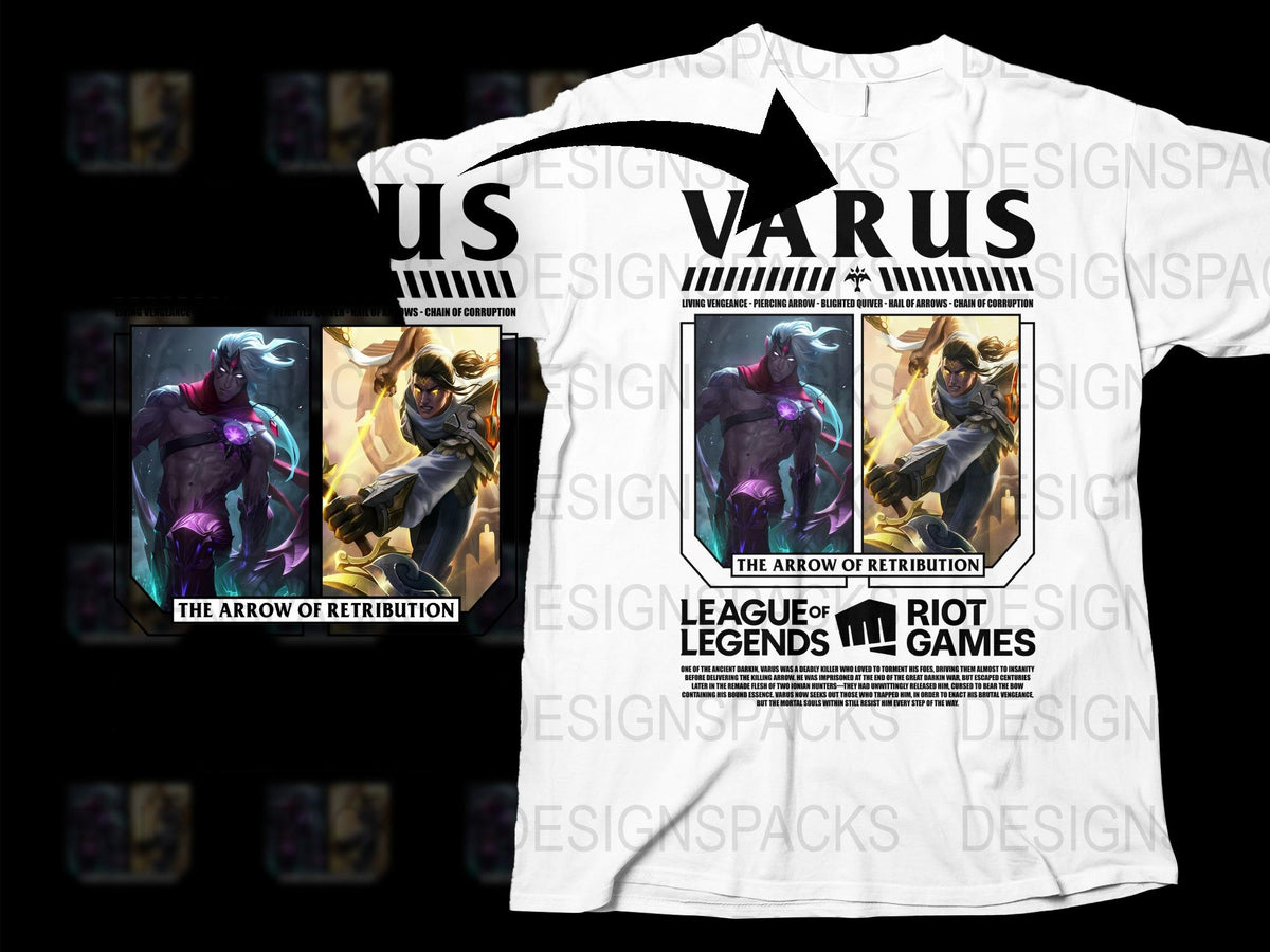 League of Legends T-Shirt, Varus Champion Graphic Tee, Gaming Apparel, Riot Games Merchandise