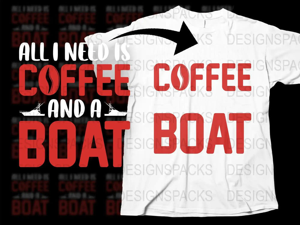 Funny Coffee and Boat Lover T-Shirt, Casual White Graphic Tee, Unique Gift for Boating Enthusiasts