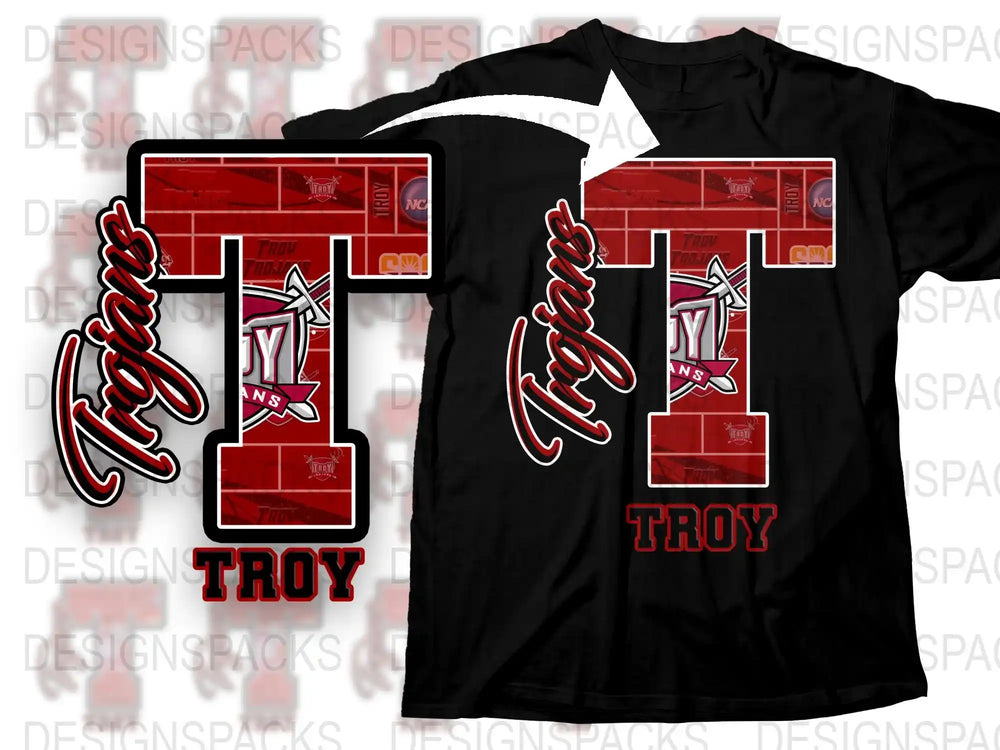 Troy Tigers Team T-Shirt, Red and Black Graphic Tee, Sports Fan Apparel, High School Merchandise