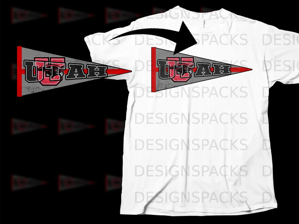 University of Utah Utes Pennant Design Graphic Tshirt