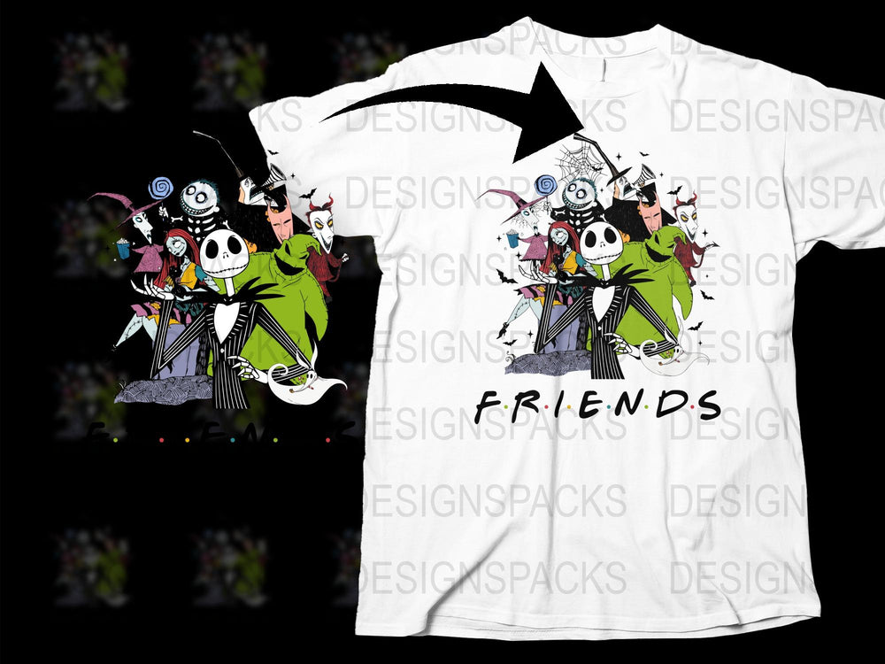 Nightmare Before Christmas Friends T-Shirt, Jack Skellington Graphic Tee, Halloween Shirt