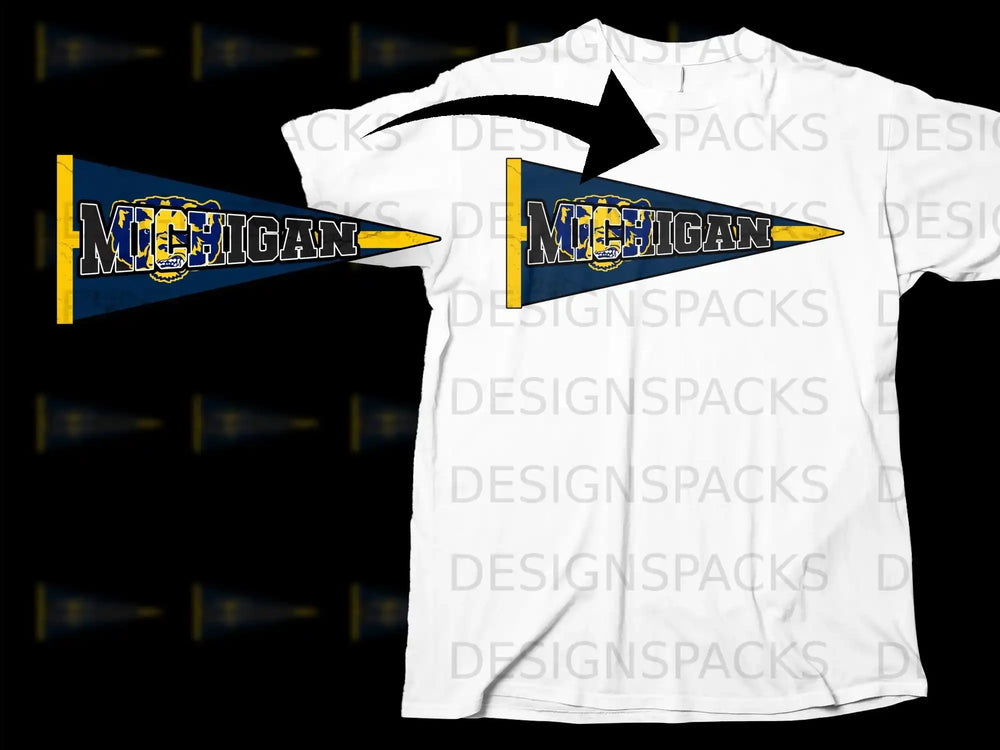 Michigan Wolverines College Pennant Design T-Shirt