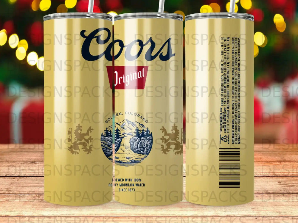 Coors Original can with mountains and "Rocky Mountain Water" text.