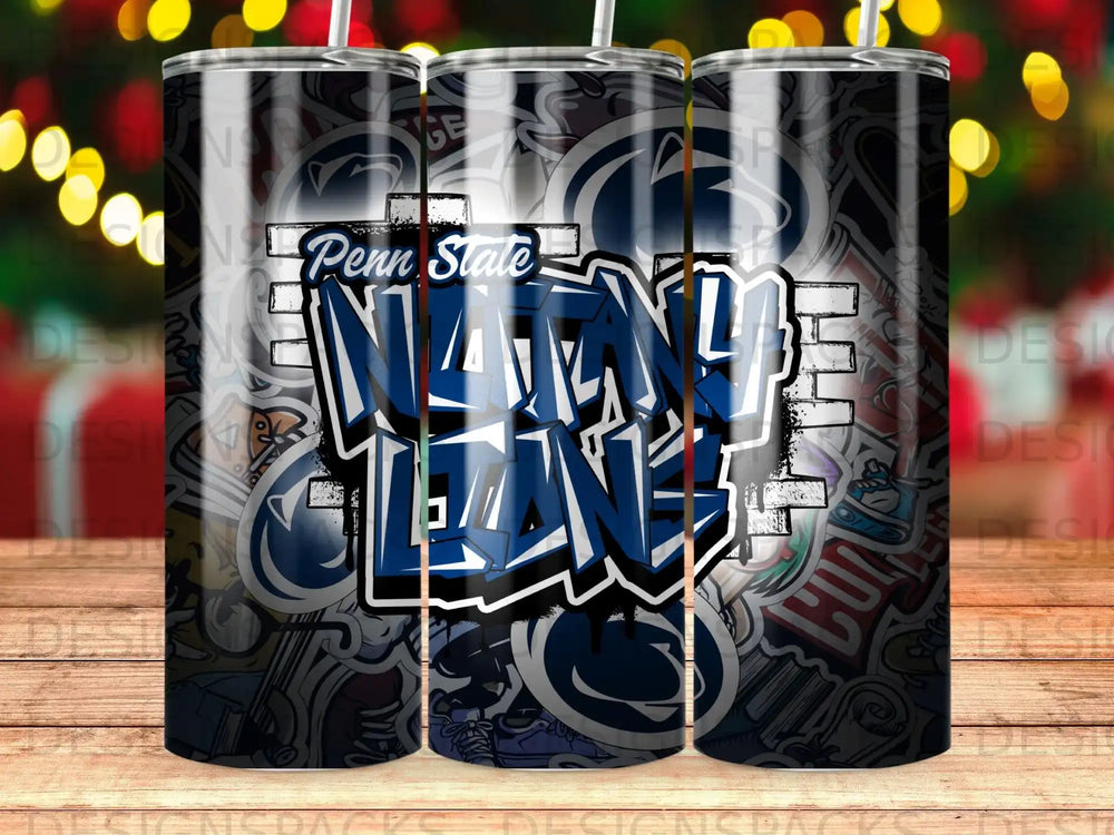 Penn State Nittany Lions graffiti design on a tumbler.