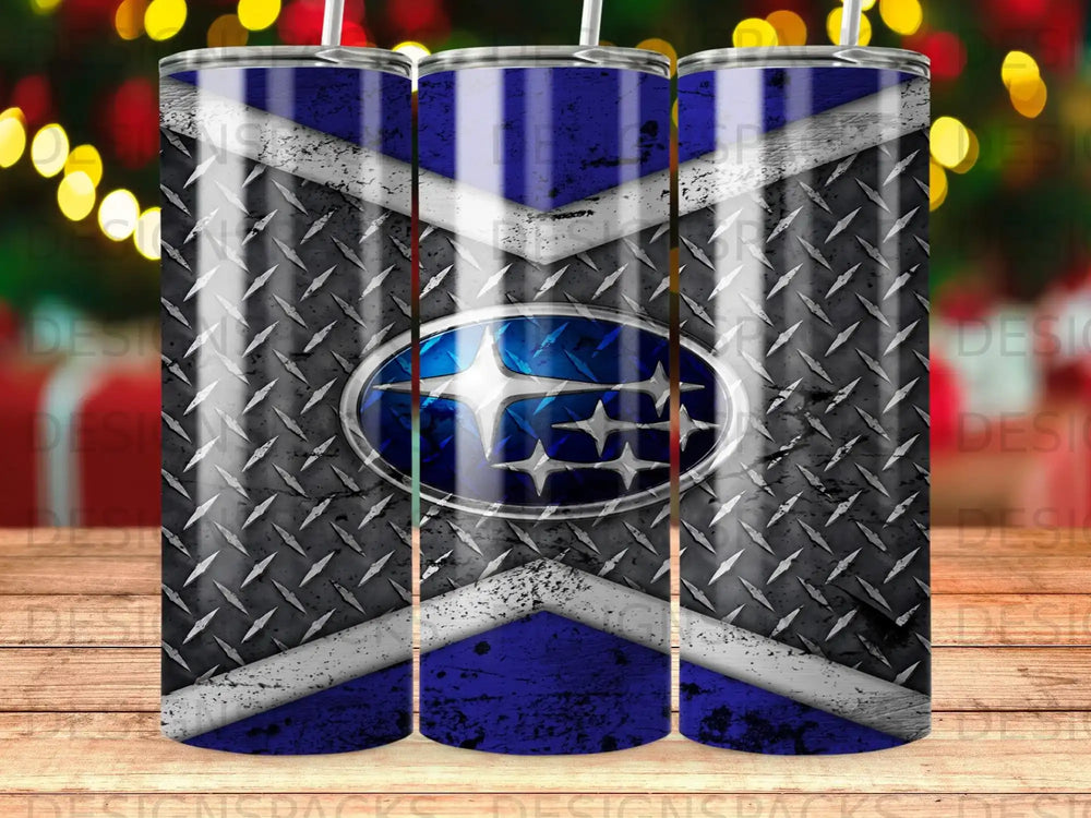Automotive Subaru Logo Diamond Plate Blue White Tumbler product type