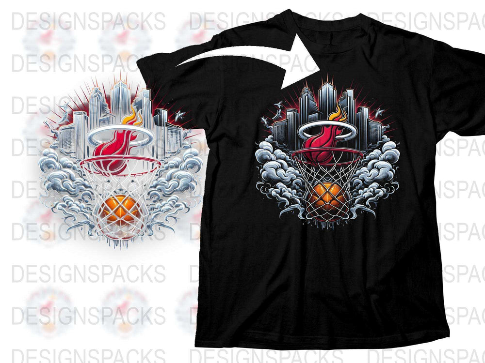 Men's Basketball T-Shirt, Urban Style Graphic Tee, Streetwear Athletic Shirt, Fire Basketball Design, Sports Apparel